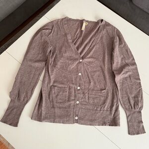 AVENTURA Organic Cotton Women's Knit  Brown Beige Cream Grey Cardigan Sweater S